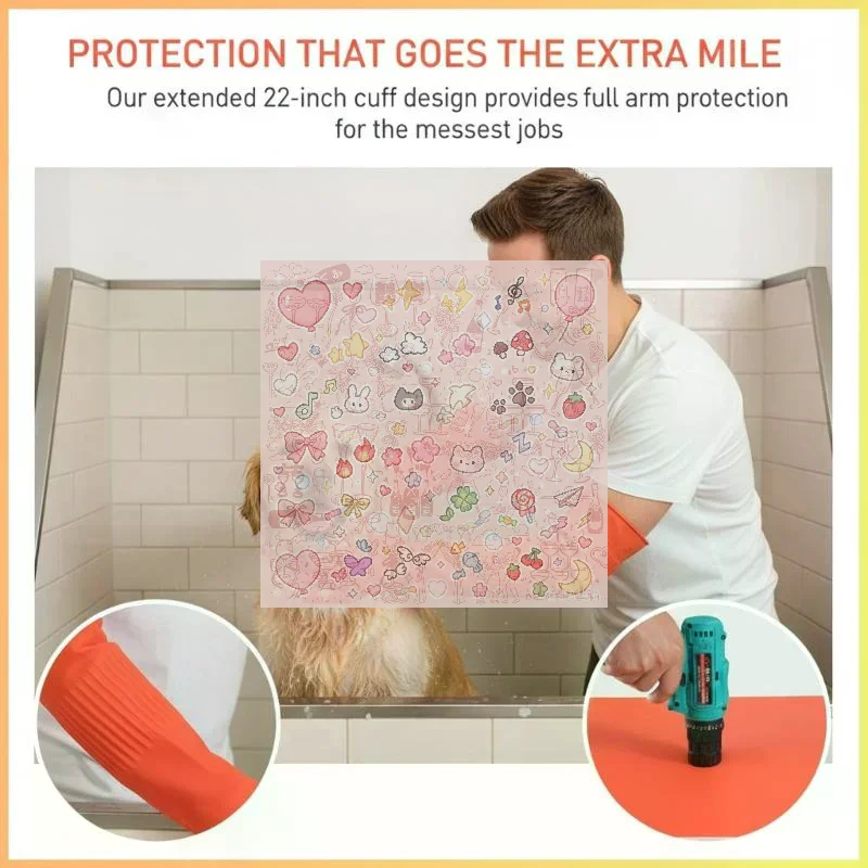 Extra Long Rubber Cleaning Gloves With Waterproof Non Slip Surface And Tear Resistant Material Perfect For Kitchen Dishwashing