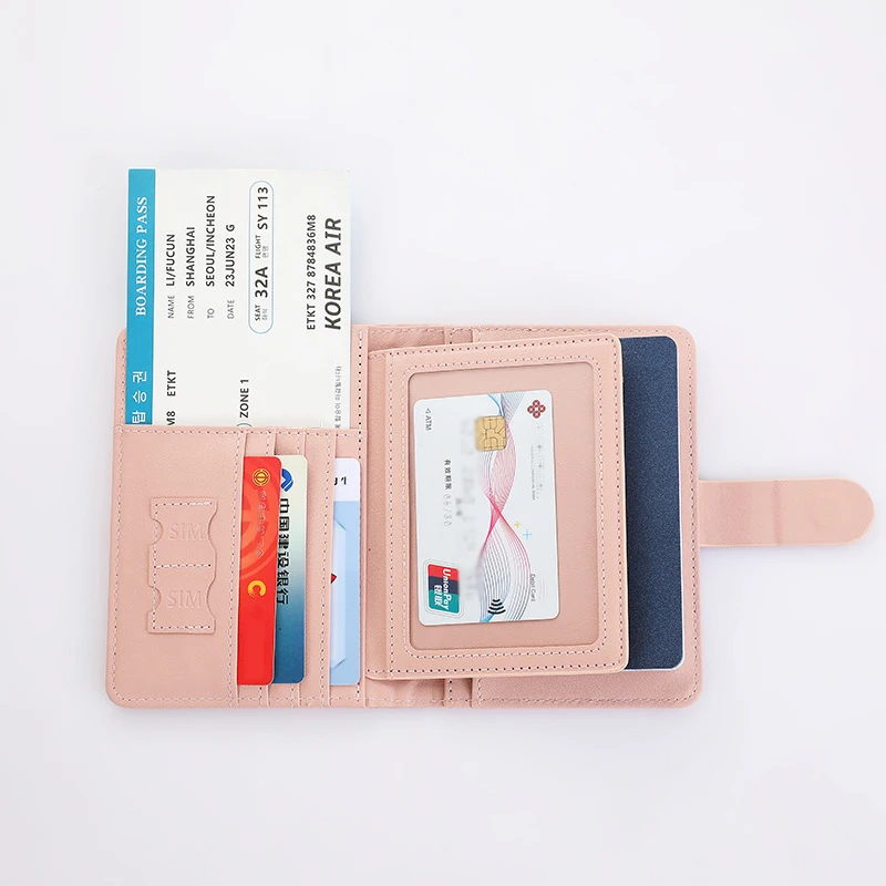 Multifunctional Passport Storage Bag Wallet Multi-layer Card Leather Protective Cover Portable Document Passport Storage Clip