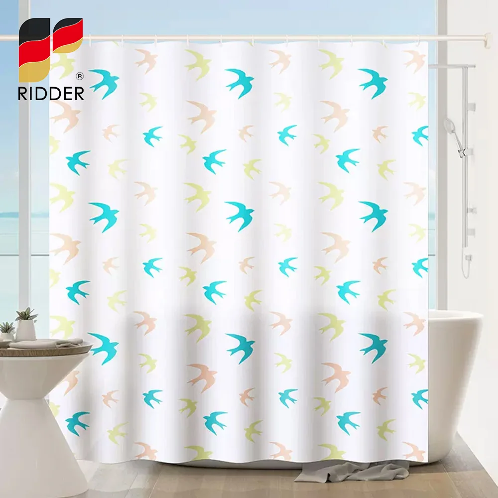 RIDDER Swallow Home Decoration 100% PEVA Bathroom Shower Curtain Waterproof Thicken Mildew Proof Durable With Hooks Rustproof