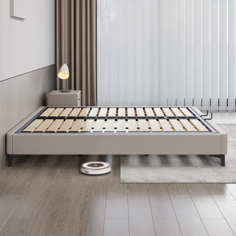 All solid wood tatami steel and wood silent row skeleton bed frame modern and simple