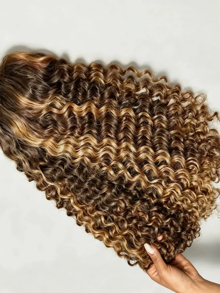 Highlight Wig Human Hair Ombre Colored Transparent Hd Lace Wig 13x6 Deep Wave Jerry Curly Lace Frontal Human Hair Wig Brazilian Swiss Full Lace 13x4 Water Wave Glueless Wigs Human Hair For Black Women