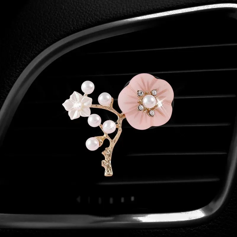 Pearl Flower Air Outlet Aromatherapy Clip Car Air Conditioning Perfume Decorative Clip Creative in-car Pendant Accessories