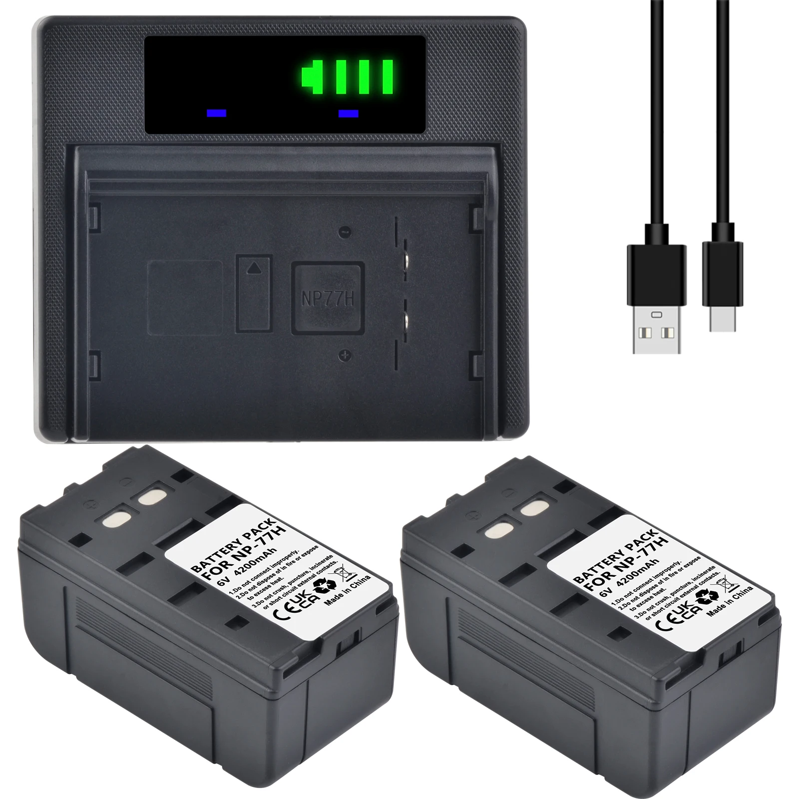 4000mAh NP-77H Replacement Ni-Mh Camera Battery+LED USB Dual Charger for Sony NP-66 NP-67 NP-68 NP-77 NP-98 NP-77H NP-55