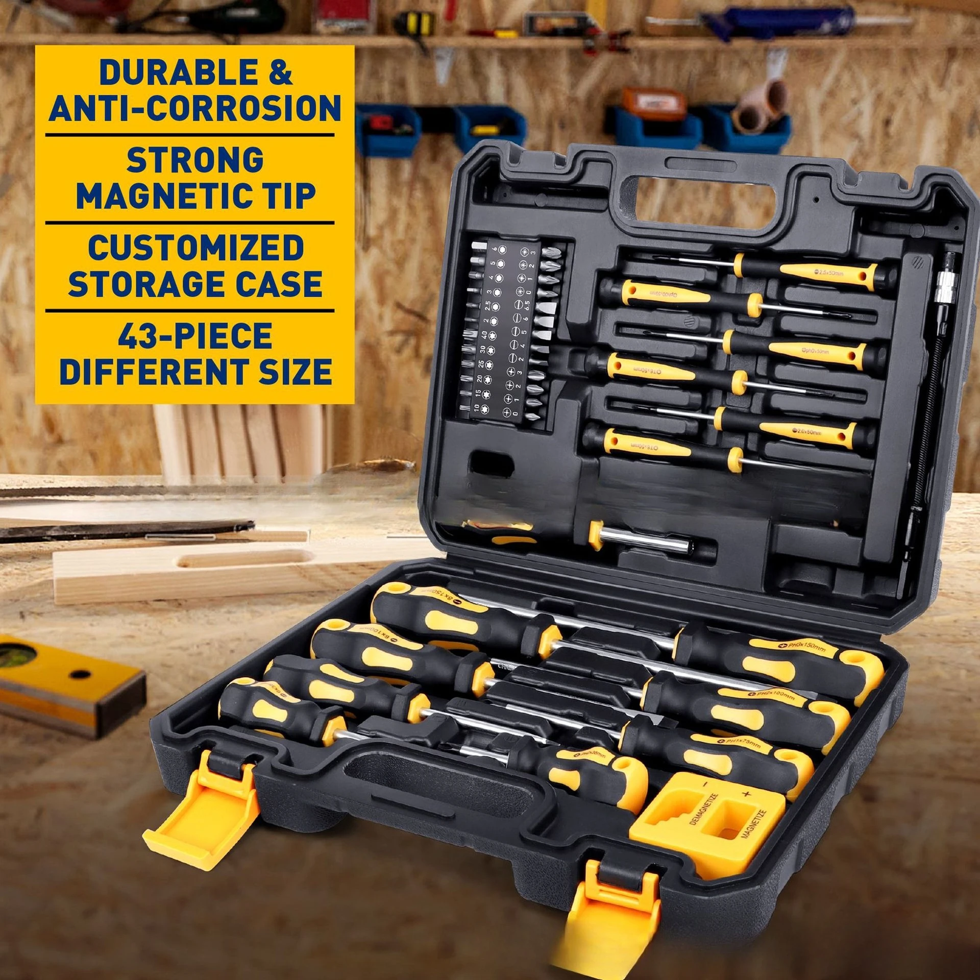 

43-Piece set of magnetic screwdriver set tools, with box, cross rice character slotted plum blossom rugged tool