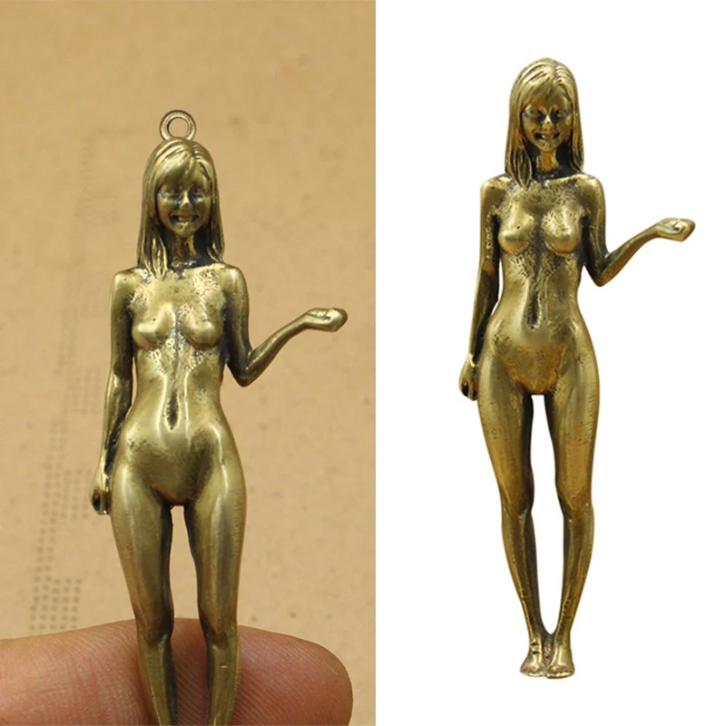 Ottone bellezza ornamenti in rame impugnature antiche modello a mano nuda Plaything ornamento da tavolo statua femminile arti decorazione della casa