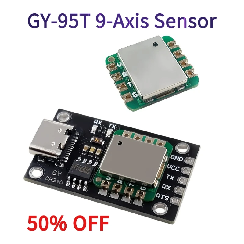 GY-95T 9-Axis Sensor Module 3-Axis Accelerometer Gyroscope Magnetometer Attitude Angle Serial Output for Arduino