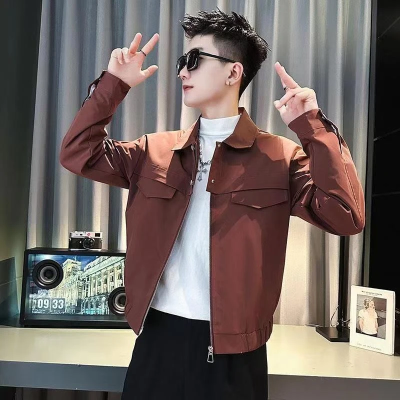 

Trendy Casual Slim Fit Short Jacket for Men 2025 Spring Autumn Streetwear Style Blazer with Lapel Fashionable Male Outerwear