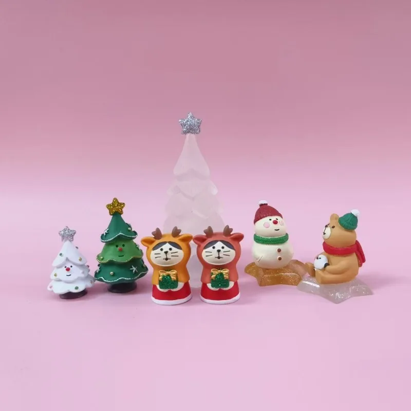 Christmas Resin Ornaments Home Scenes Trendy Toys Figurines Decorations ZAKKA Dolls Cats 2024 Small Ornaments