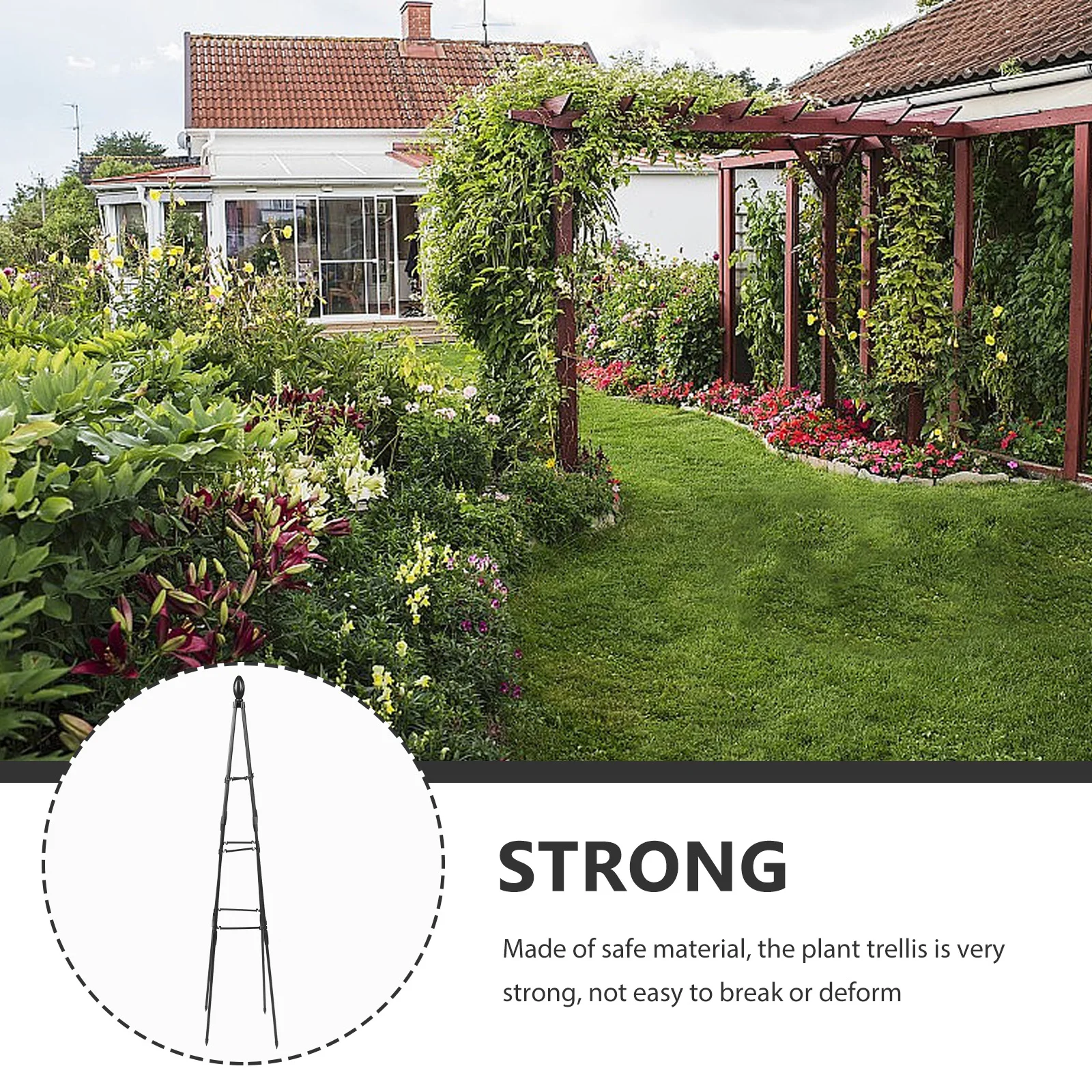 

Clematis Triangle Plant Support Frame 120cm Four Corner Strengthened Climbing Trellis for Plants Gardening Accessories