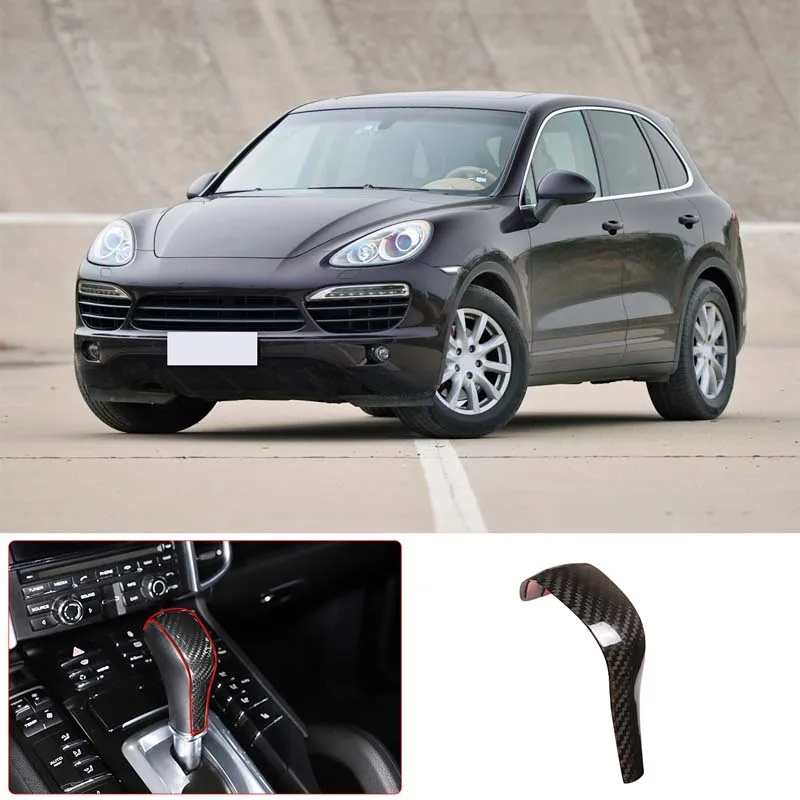For Porsche Cayenne 2011-2017 Real Carbon Fiber Car Gear Shift Knob Cover Trim Sticker Car Interior Accessories