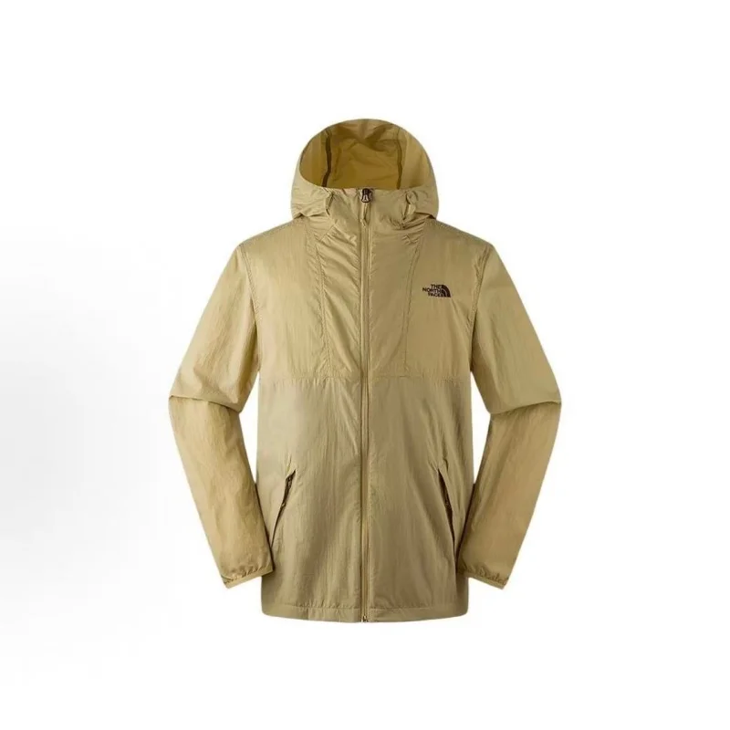 North Face SS24 Men's Hooded Sun Protection Jacket in Khaki - Breathable, Durable, UV-Resistant