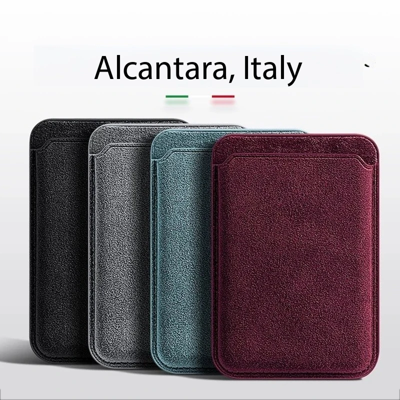 

ALCANTARA Magnetic Card Holder for iPhone 16 Pro Max 15 14 13 Luxury Artificial Leather Supercar Suede Wallet Bag Cases