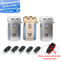 Wafu 019 Remote Control Lock 433Mhz Door lock Invisible Deadbolt Smart Lock With 5 Chrome plated Remote Controller