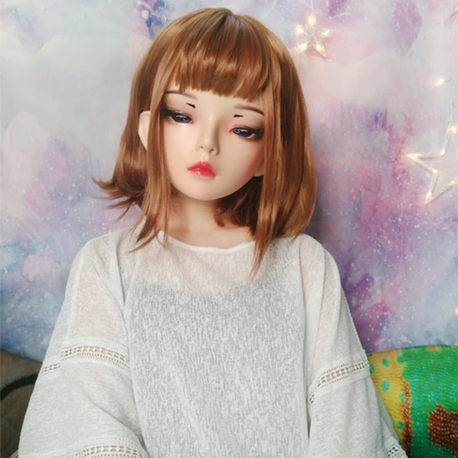 (TianA) femme douce fille résine demi-tête Kigurumi BJD yeux Crossdress Cosplay japonais Anime rôle Lolita masque avec yeux et perruque