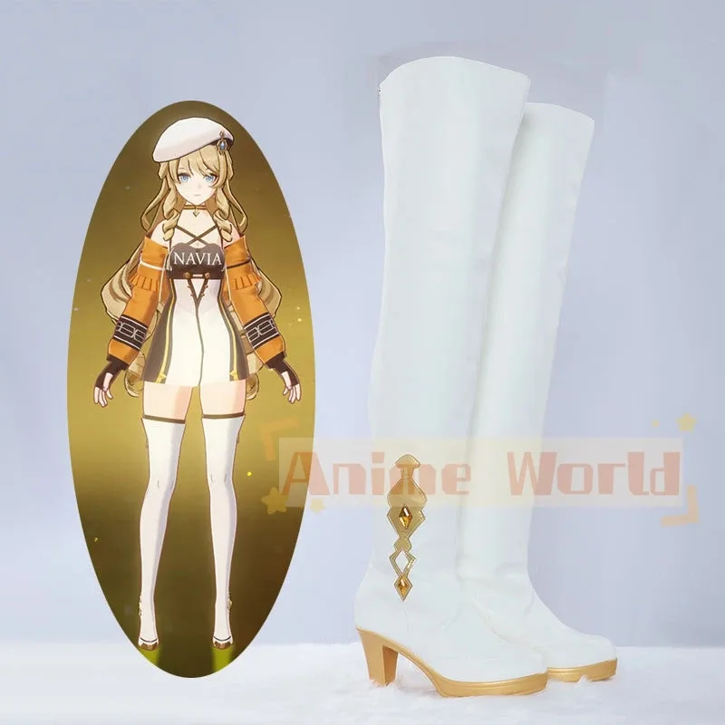 

Game Genshin Impact Navia Race Queen Shoes Cosplay Boots Halloween Carnival Boots Custom Made