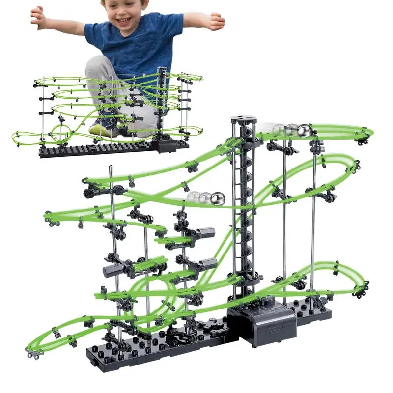 Marble Maze Game Marble Roller Coaster Kit Marble Maze Game Battery-Powered Educational Marble Roller Coaster Kit Race Game For