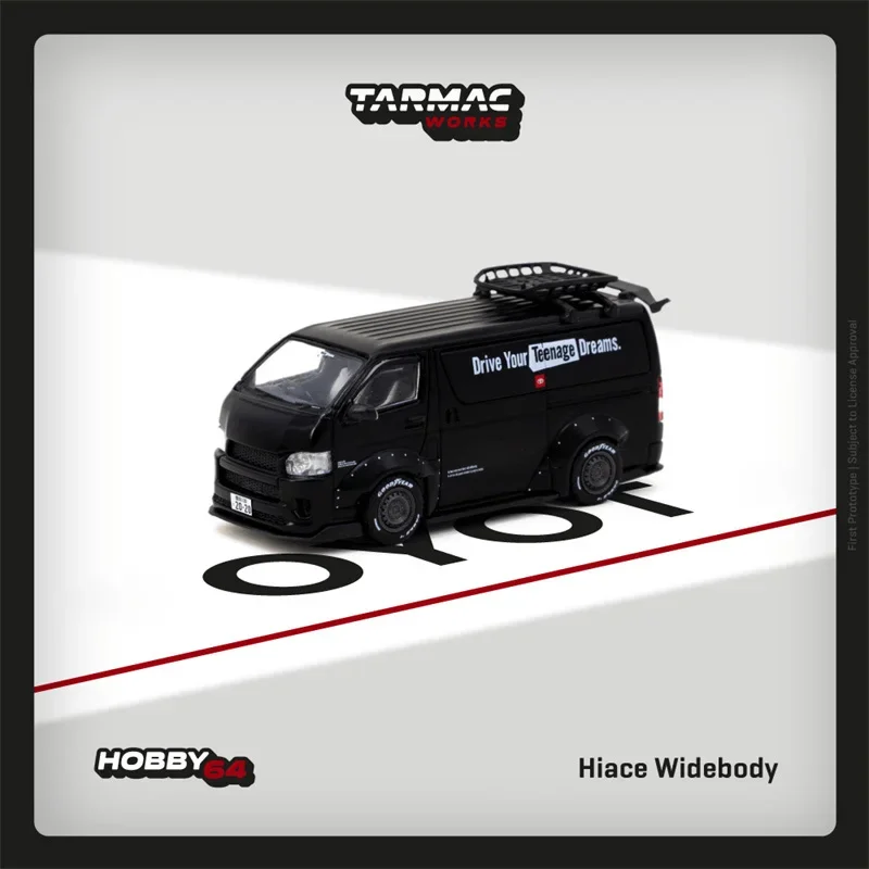 

Tarmac Works 1:64 Hiace Widebody Black с литой под давлением модель автомобиля на крыше