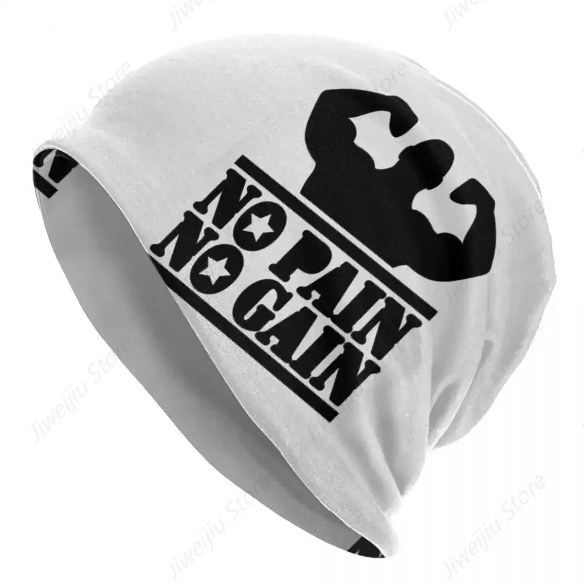 No Pain No Gain Bodybuilding Fitness Gym Warm Knitted Cap Fashion Bonnet Hat Autumn Winter Outdoor Beanies Hats for Men Women