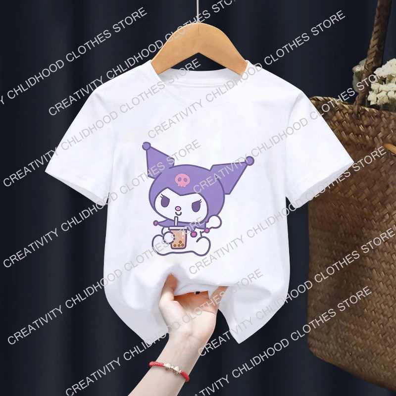 Kuromis-T-Shirt à Manches Courtes pour Enfant Garçon et Fille, Vêtement Décontracté à Motif de Dessin Animé Kawaii, à la Mode, Harajuku