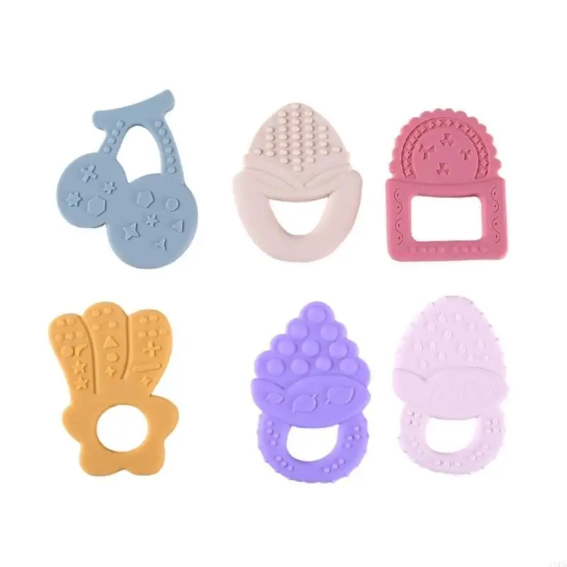 

CORB 6pcs Infant Teething Silicone Toy Teether Soft Teething Relief for Home Or Travel Use During Teething Period