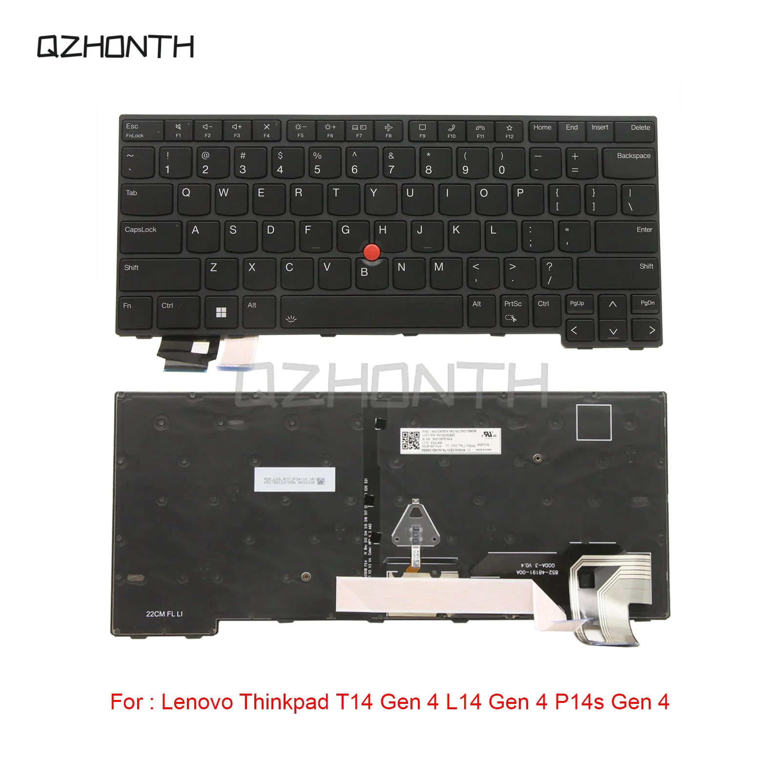 New For Lenovo Thinkpad T14 Gen 4 L14 Gen 4 P14s Gen 4 US Keyboard with Backlit