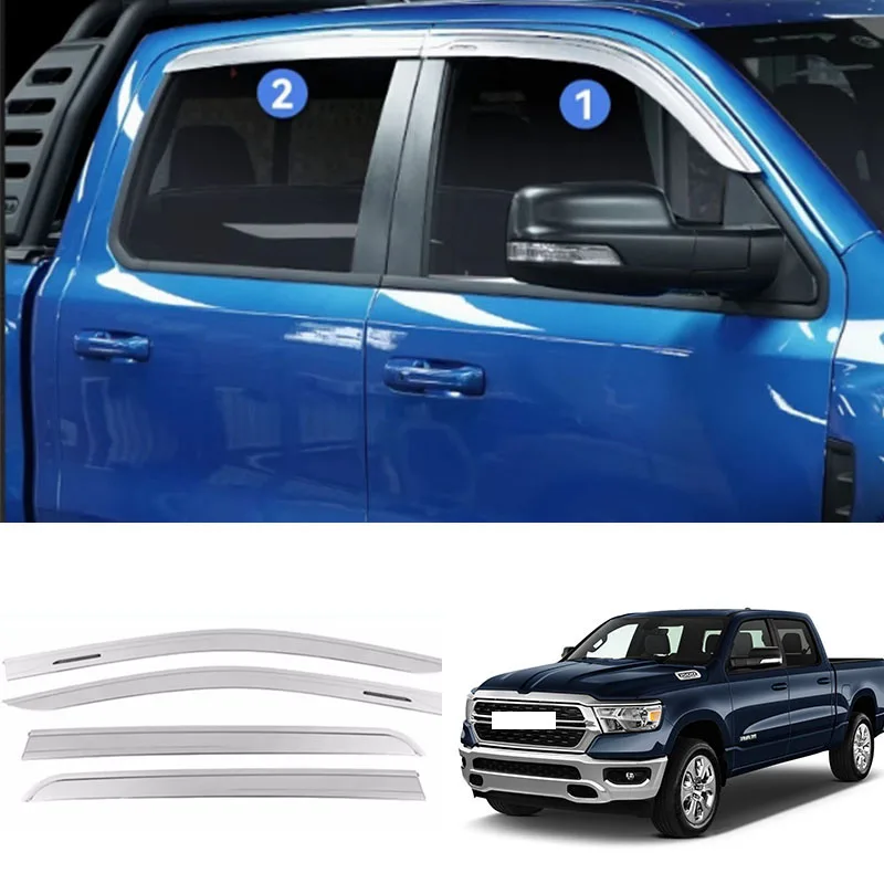

Автомобильные аксессуары, подходят для RAM 1500 DT 2020-2026 2009-2018 DS, черный, серебристый, оконный козырек, вентиляционные шторы от солнца и дождя, 4 шт.
