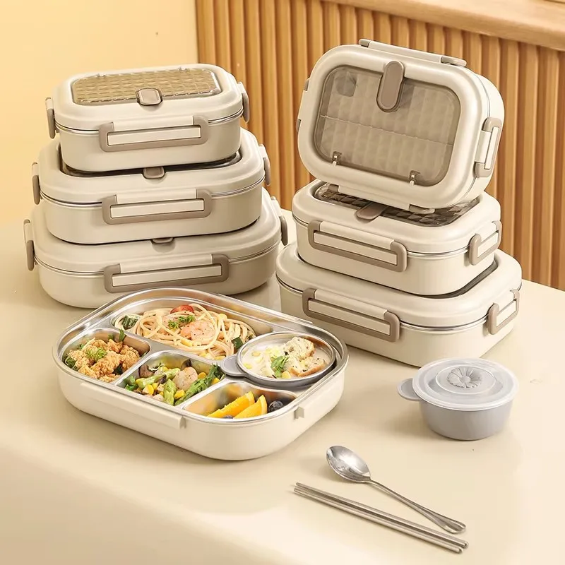 Insulated Bento Lunchbox Made of 304 Stainless Steel with Leak-Proof Lid and Carrying Case, Perfect for School, Work, and