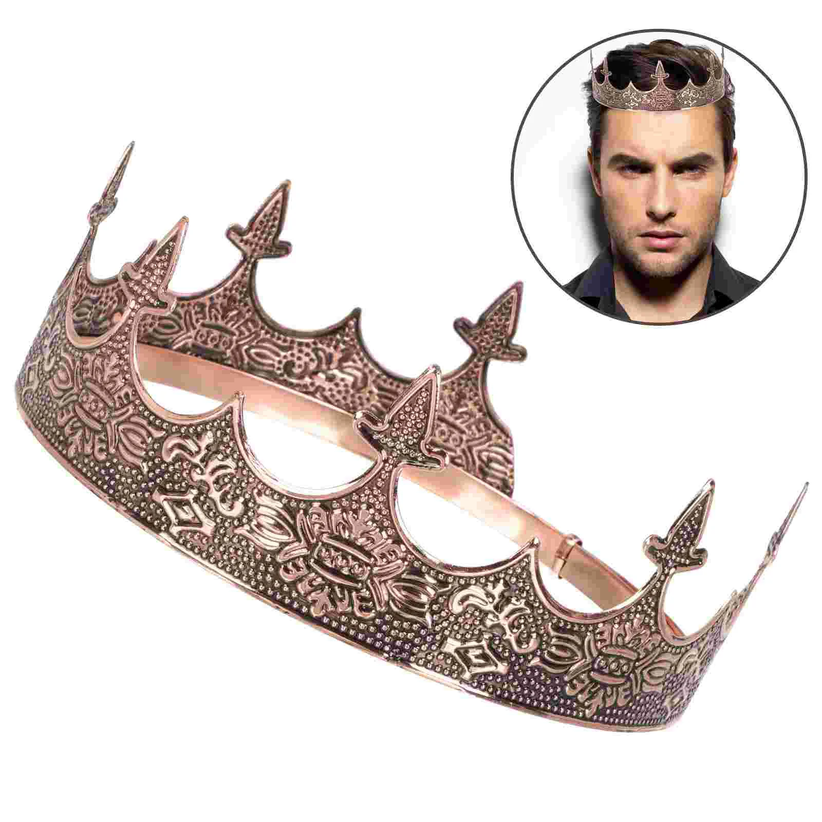 

Medieval King Crowns Prom Hair Accessories Party Costume Headgear Metal Vintage for Men and Women