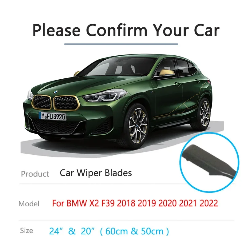 For BMW X2 F39 2018 2019 2020 2021 2022 LHDRHD 24 20 Car Accessories Front Window Frameless Wiper Blade Windshield Windscreen