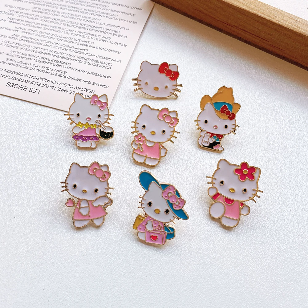 Hello Kitty Brooch Sanrio Anime Character Kawaii Sanrios Hellokittys Birthday Party Decorations Brooches Pins Jackets Badges