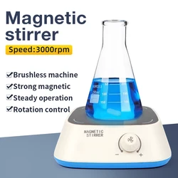 3L 3000RPM Magnetic Stirrer Mini Lab Stir Mixer Portable Liquid Stirrer Plate with Stir Bar for Laboratory EU Plug