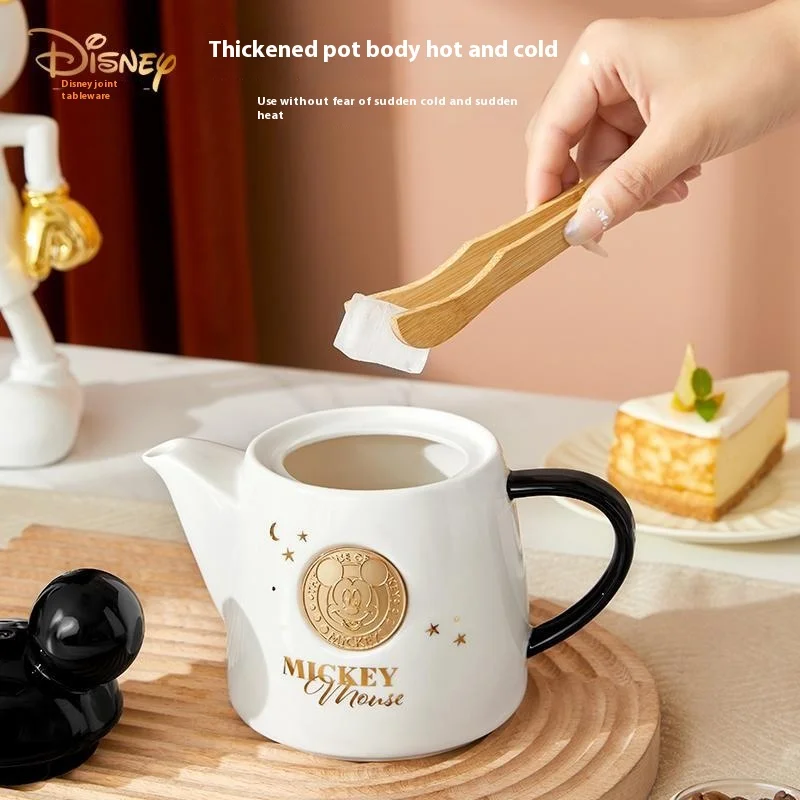 2024 New Fashion Trend Ceramic Cup Disney High Temperature Teapot Gift Set Light Luxury Ceramic Drinking Pot Mickey Tea Set Gift