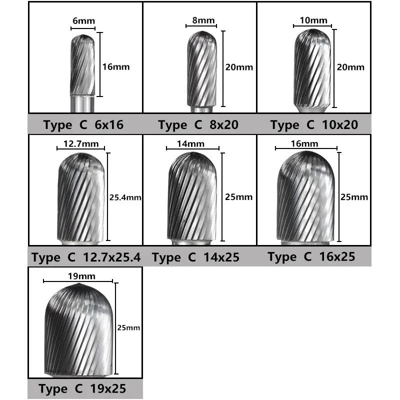  Tungsten Carbide Burr Bit Single Cut Rotary File L Type for Metal Woodworking Carving Tool Rotary Burrs 6mm Shank