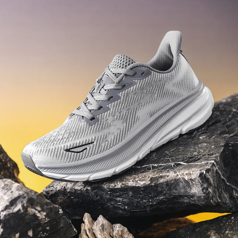 Zapatillas Deportivas de Malla Gris para Hombre y Mujer, con Suela Gruesa Acolchada, Transpirables, para Correr, Gimnasio y Entrenamiento