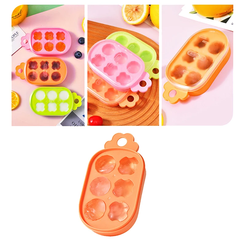 Transparent Lid 6 Grids Ice Maker Soft Bottom Mini Ice Cube Molds Cartoon Cute DIY Ice Making Model Easy To Demold Summer