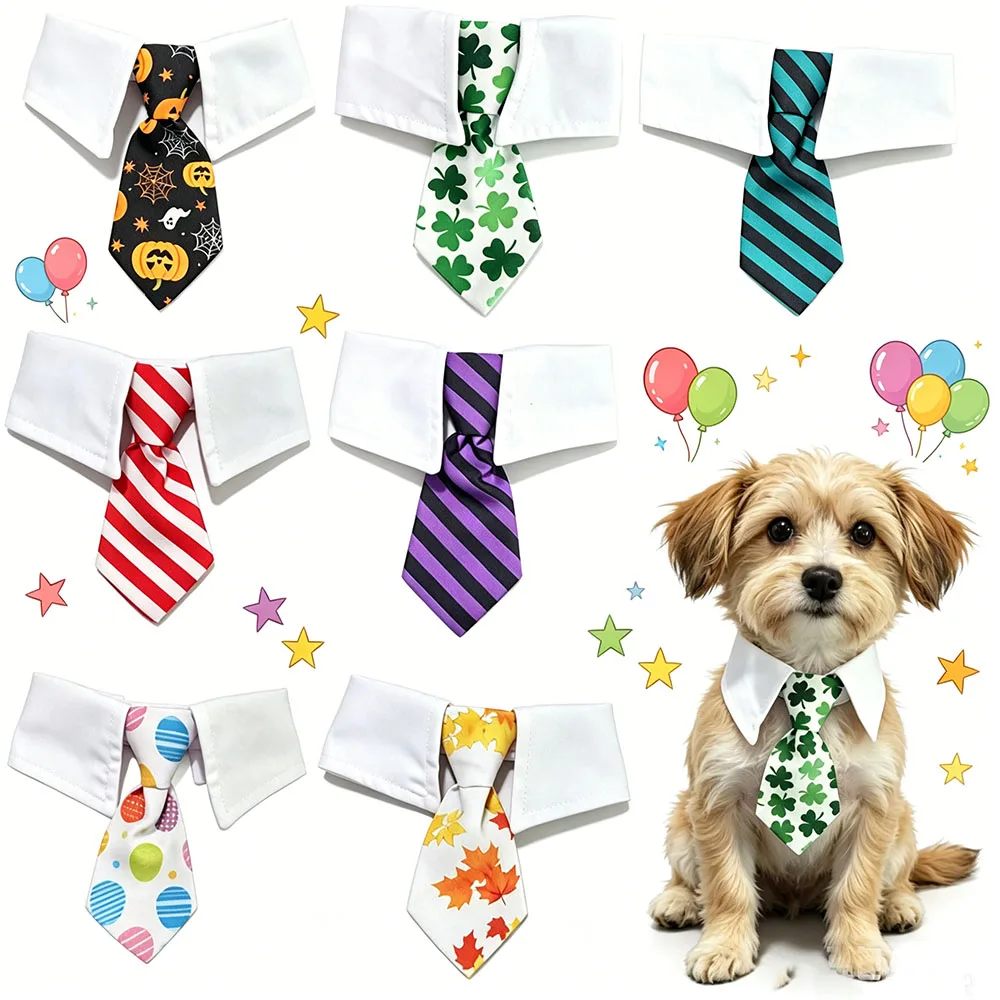 Cat Dog Tie with Collar Adjustable Puppy Pets Formal Necktie Collars Cat Dogs Bow Ties for Small Pets Grooming Costume Accessori