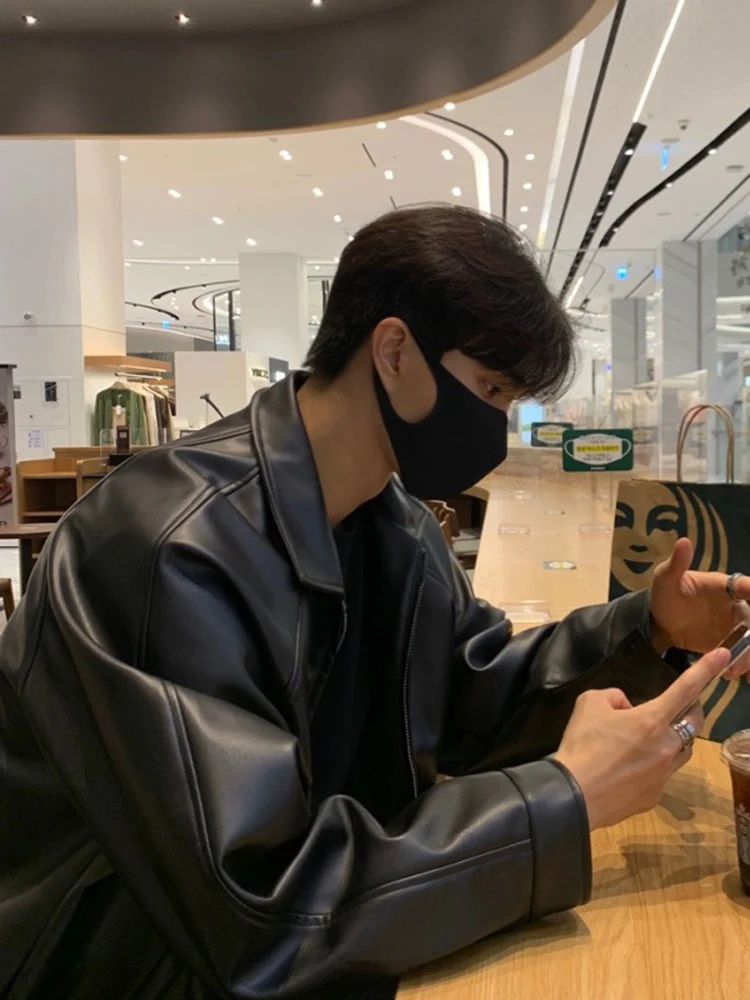 

Куртка из искусственной кожи Bla PU для мужчин, весна-осень, стиль Cleanfit, в американском стиле, бейсбольная, крутая, для создания образа OOTD, ветрозащитная, длинная.