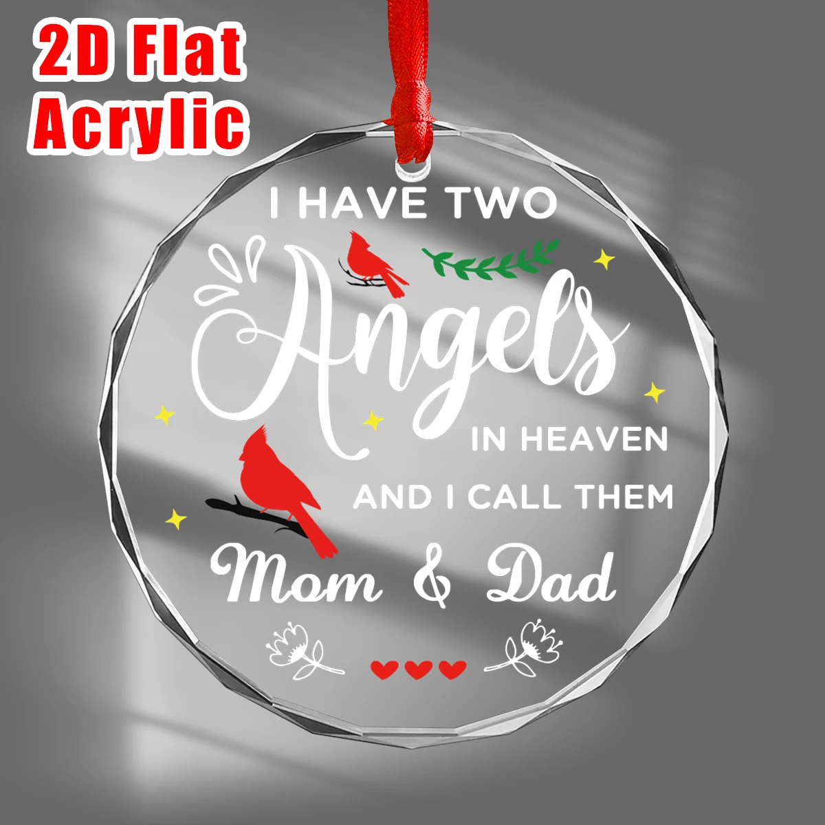 Transparent Acrylic Christmas Ornament-Sympathy Keepsake,Memorial Gifts For Loss Of Parents,Hanging On Christmas Trees,Door