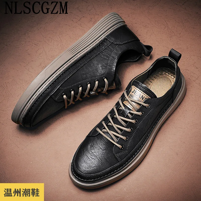 Casual Shoes for Men Luxury Brand Leather Shoes for Men Casuales Italiano Sneakers Luxury Fashion Shoes Men кроссвки мужкие лето