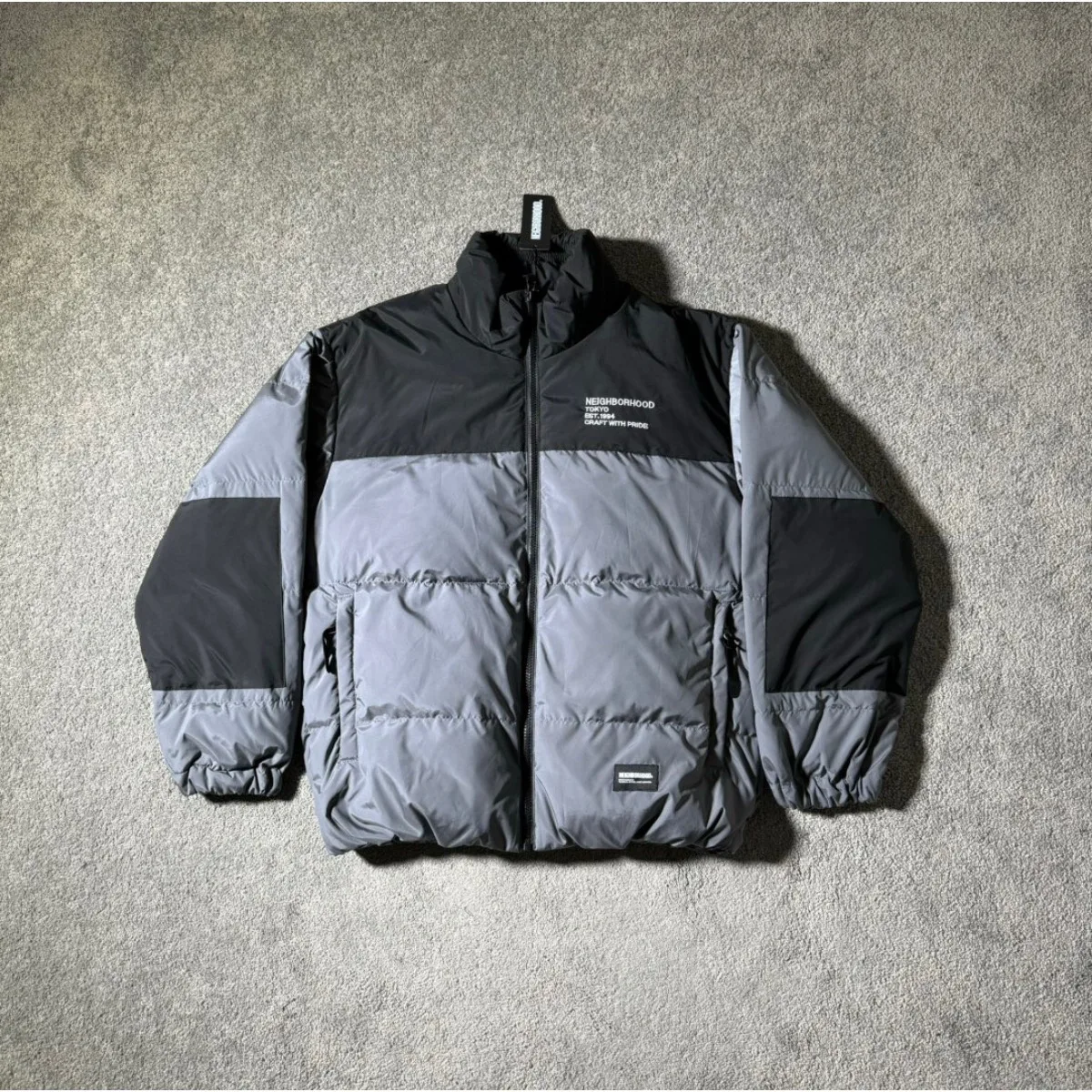 Japan Style NBHD Down Jacket Letter Embroidery Splicing Winter Thickened Warmth Down Coat for Men