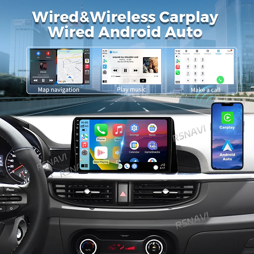 For Kia Morning 3 Picanto 2016 - 2020 2021 Multimedia Video Player Car Radio with Wireless Carplay Auto Snapdragon Android 16 view 5