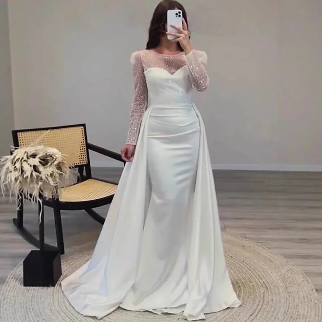 2025 Banchetto da donna a maniche lunghe Elegante Lady Host Anno-End Party Host Personalità Queen Abito da sera con paillettes