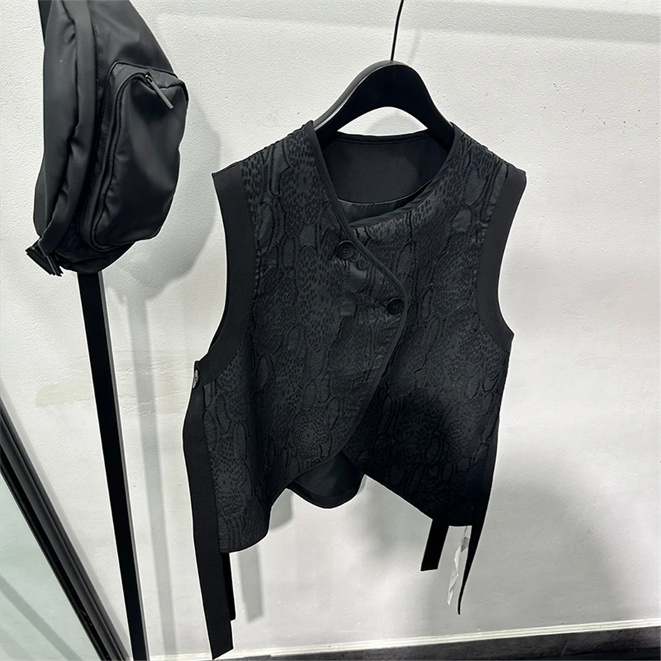 Vintage Irregular Vest Jacket Men Streetwear Hip Hop Punk Fashion Print Vest Oversized Harajuku Loose Casual Waistcoat Tops Male
