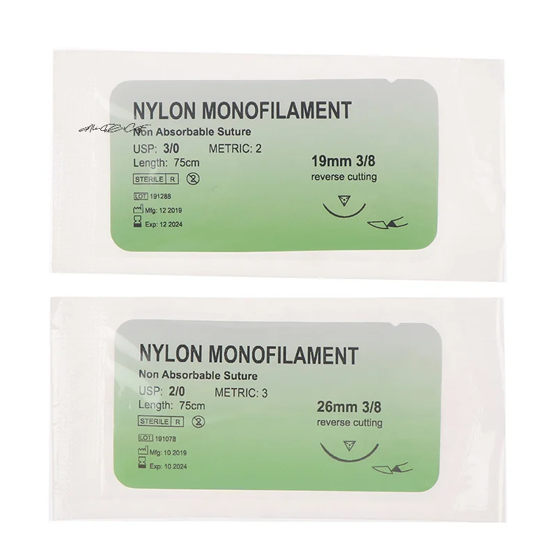 12Pcs Polypropylene Monofilament Medical Thread Set with Needles Surgical Suture Training Practice Kit for Medical Students