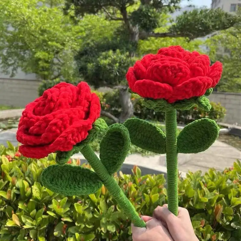 【ZYAA-1】1 Stück künstliche Rosen zum Valentinstag, gestrickte Rosen, handgefertigte künstliche Blumen, Urlaubsgeschenke für Paare