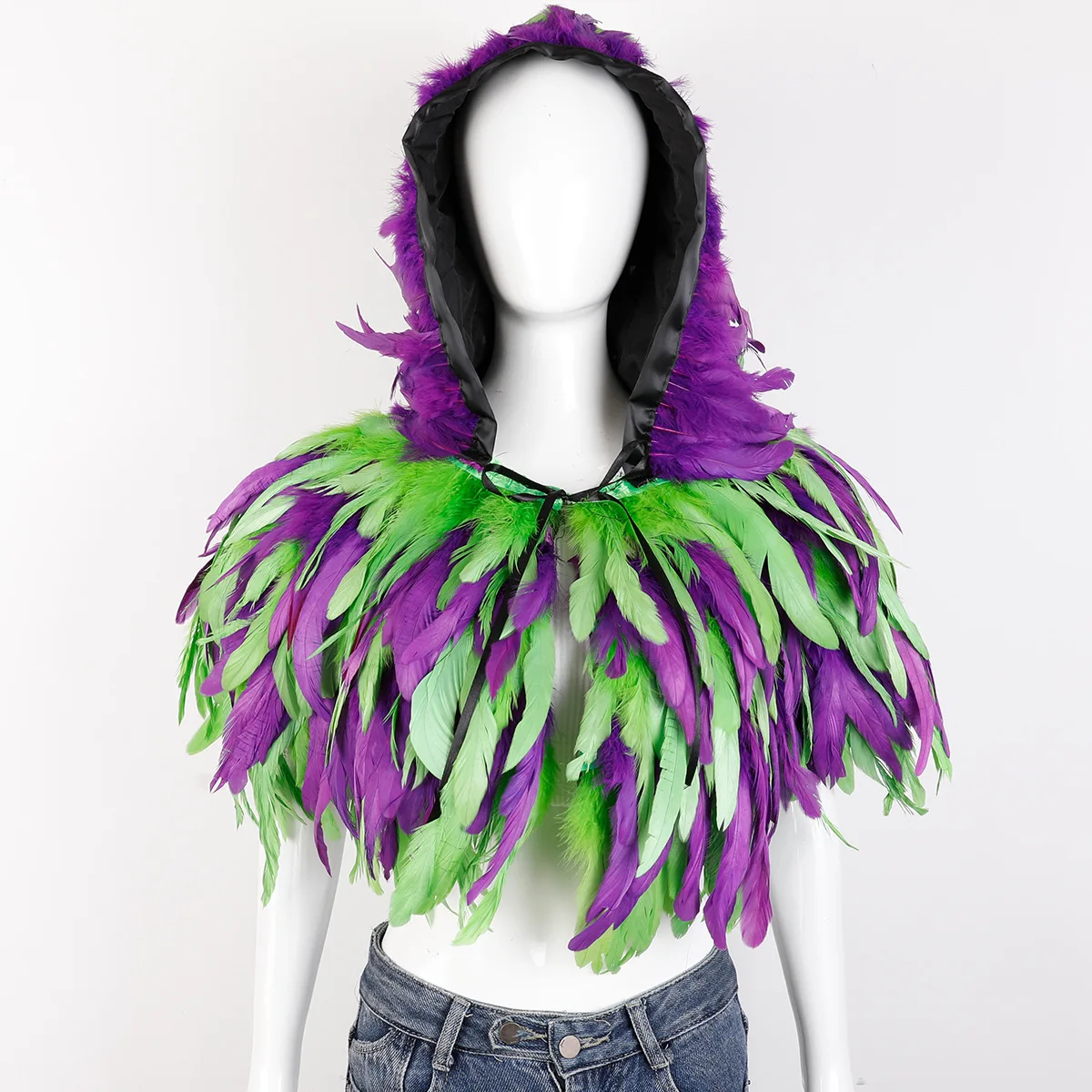 

Hooded Women Gothic Style Cape Feather Shawl Halloween Wedding Party Capes Cosplay Costume Accessories 2026
