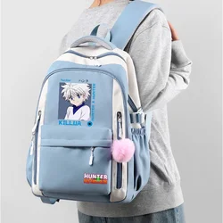 Breathable mesh, 30×42×23cm Black Blue Purple Pink, Hunter x Hunter, Student Kids Teens School Bags, Anime Backpacks Girls Boys