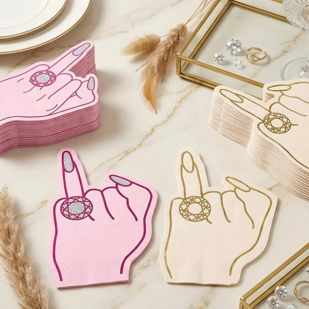 20pcs Funny Disposable Bachelorette Party Napkins Eco-friendly Ring Finger Napkins Cocktail Napkins Engagement Party