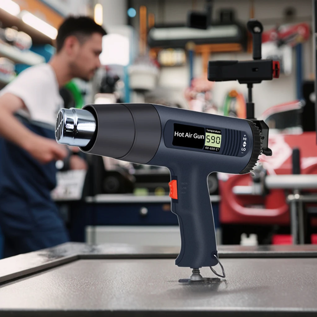 1800W Portable Hot Air Gun Blower Digital Display For Heat Shrink Sheet Baking Car Film Application Industrial Electric