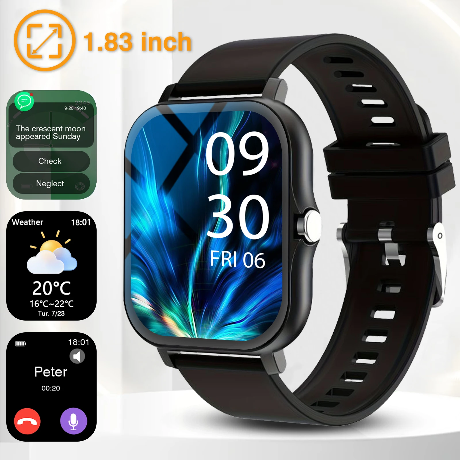 

New Smartwatch for Men and Women, Wireless Calling/Texting/Multiple Sports Modes, Compatible with iPhone&Android